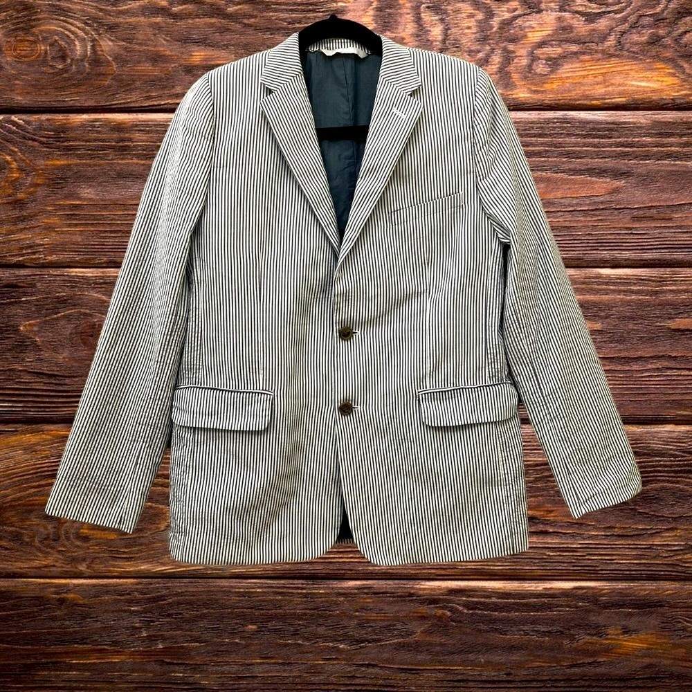 Nordstrom Big Boy's Cotton Blue & White Striped
Notch Collar L/S Blazer - 18